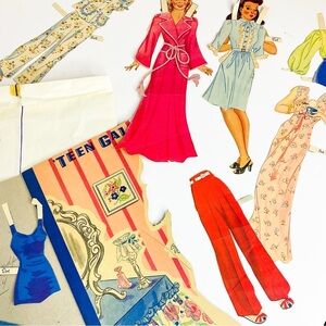 VINTAGE 1945 Paper Dolls Peg & Dot Complete Set Outfits Ephemera Retro